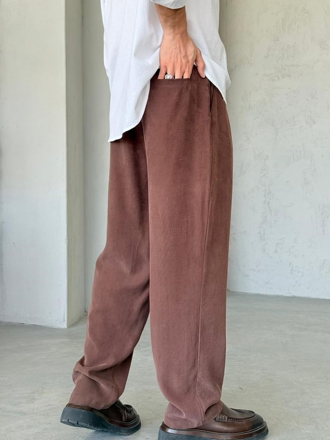 TENSEL KUMAŞ İP KEMER JOGGER PANTOLON T-KAHVERENGİ