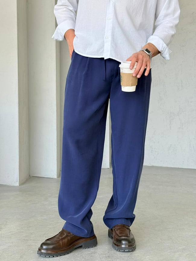 TENSEL KUMAŞ İP KEMER JOGGER PANTOLON T-LACİVERT