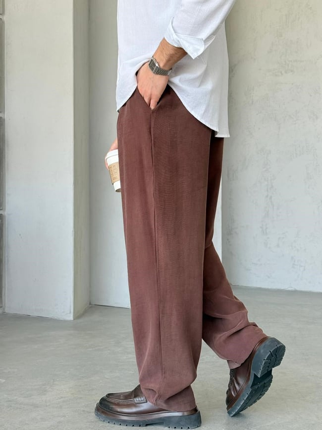 TENSEL KUMAŞ İP KEMER JOGGER PANTOLON T-KAHVERENGİ
