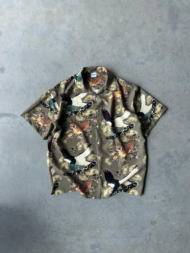 TİGER Desenli Dubble Hürrem Kumaş Oversize Gömlek T