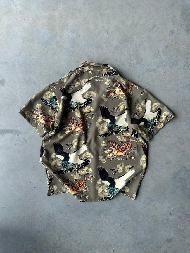 TİGER Desenli Dubble Hürrem Kumaş Oversize Gömlek T