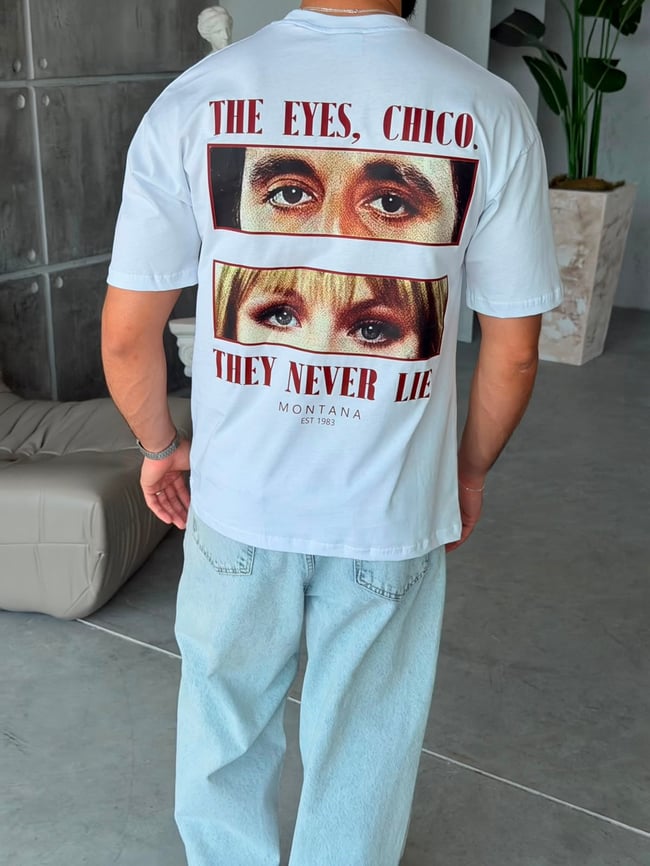 Tonny baskılı Oversize T-shirt -  BEYAZ