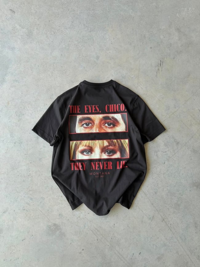 Tonny baskılı Oversize T-shirt -  SİYAH