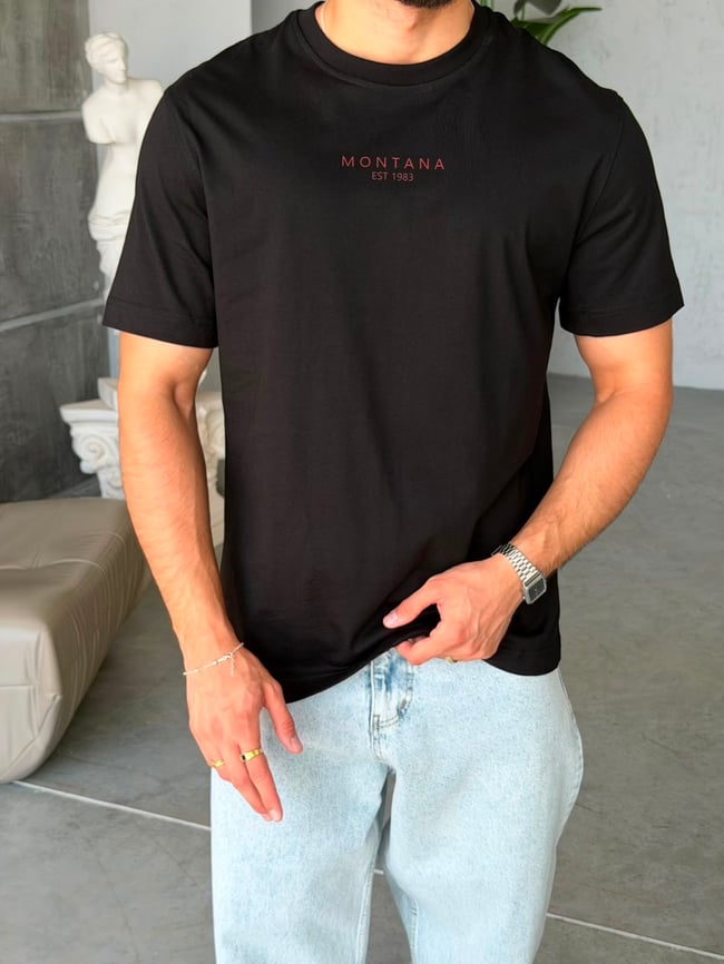 Tonny baskılı Oversize T-shirt -  SİYAH