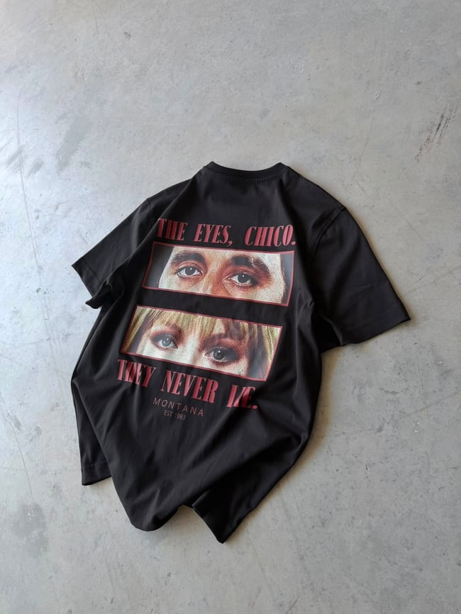Tonny baskılı Oversize T-shirt -  SİYAH