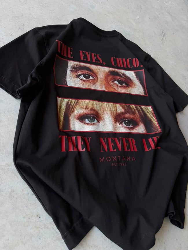 Tonny baskılı Oversize T-shirt -  SİYAH