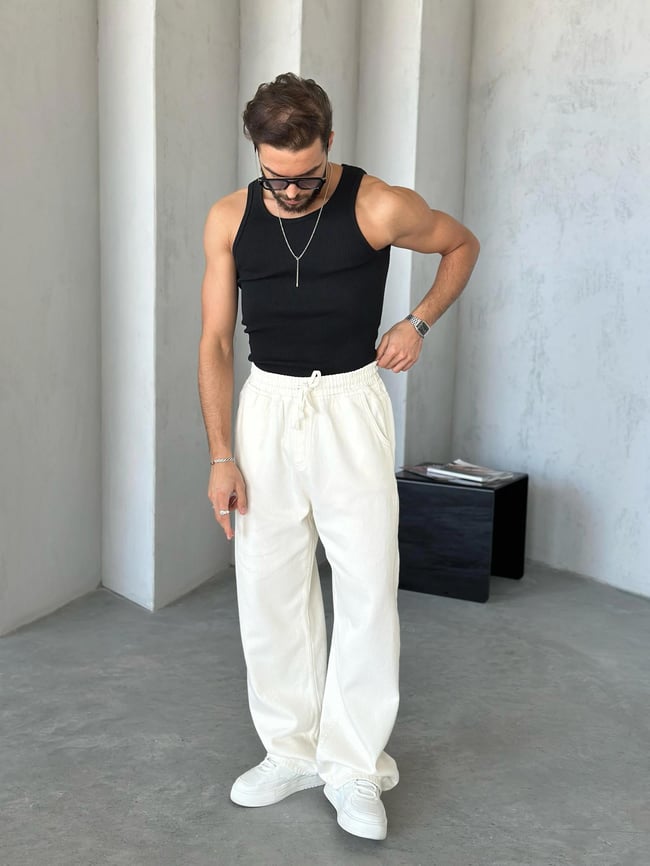 TR100 Desenli slimfit atlet Siyah