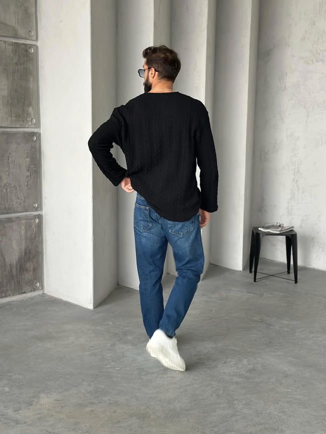 TR1001 ÖRME DESEN TRİKO SİYAH