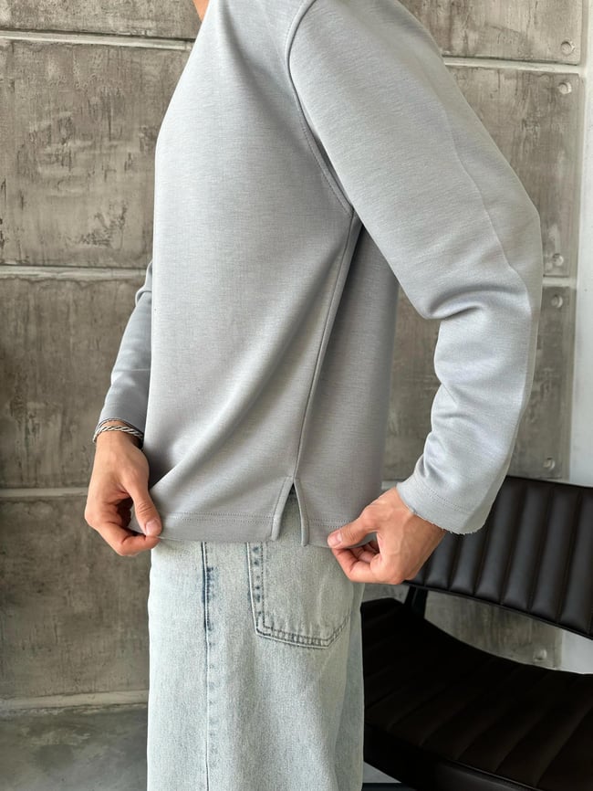 TR1023 Oversize Modal Kumaş Sweat Gri