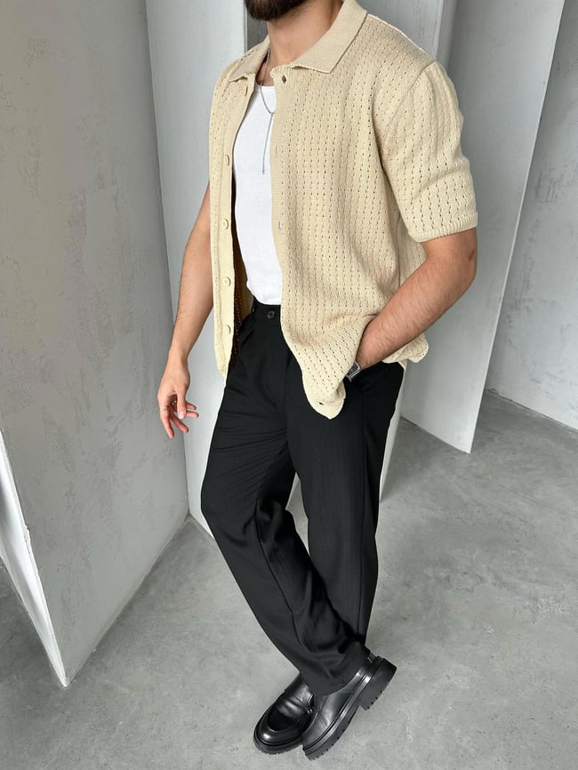 TR1502 La Siesta Örme Triko Krem