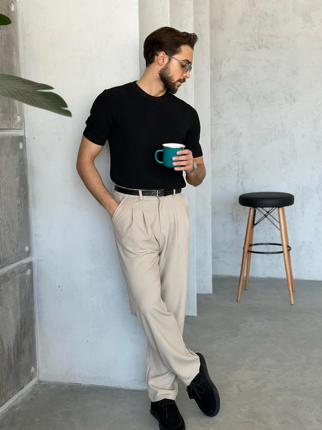 TR4001 Basıc Bisiklet yaka triko SİYAH K