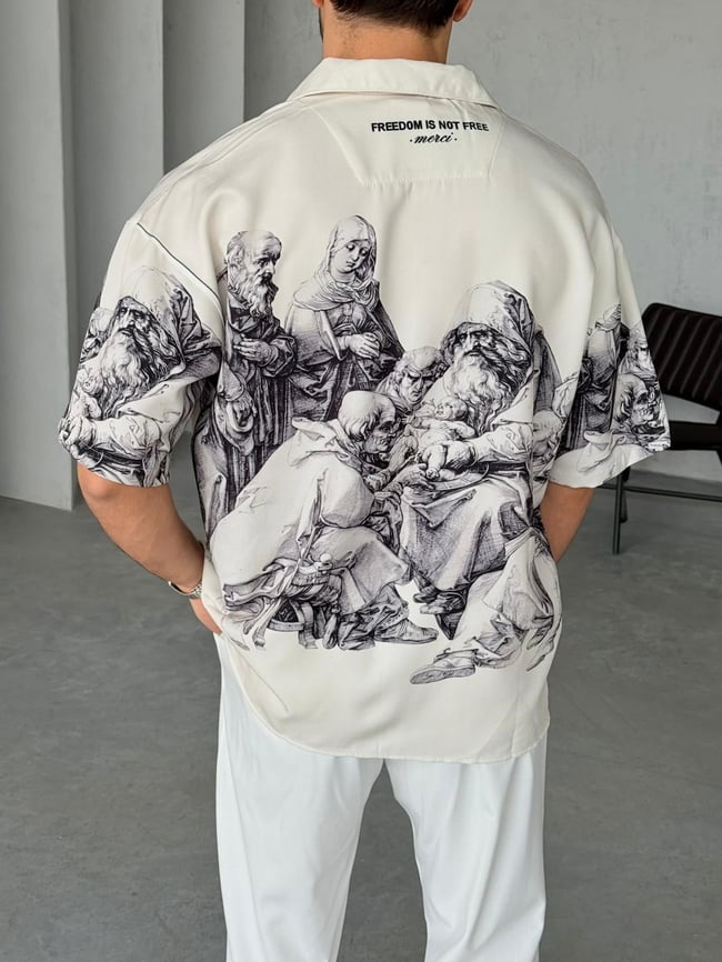 VECTOR Desenli Dubble Hürrem Kumaş Oversize Gömlek T