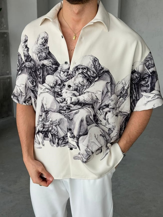 VECTOR Desenli Dubble Hürrem Kumaş Oversize Gömlek T