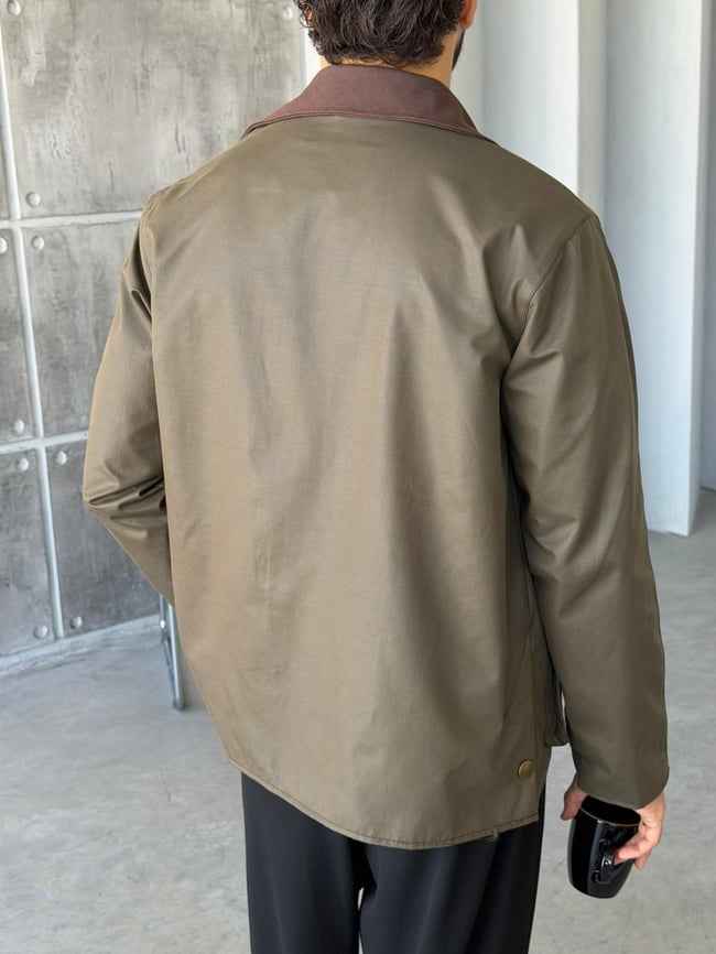 Waxed Çıt Çıt Cep Detay Oversize Ceket M - HAKİ YEŞİL 