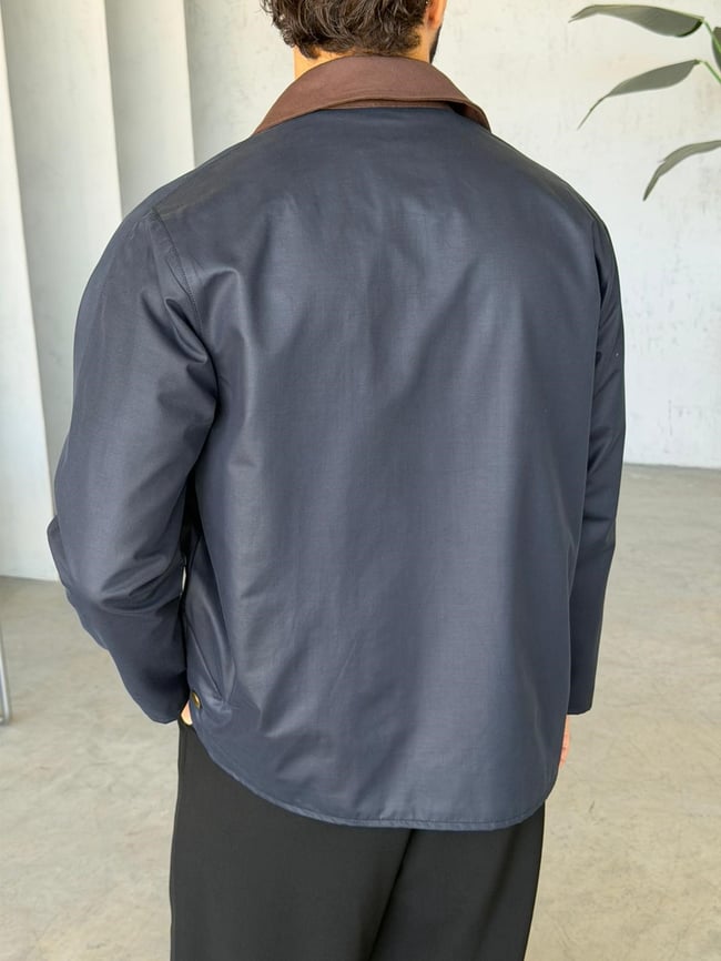 Waxed Çıt Çıt Cep Detay Oversize Ceket M - LACİVERT