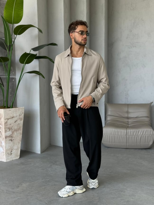 Yakalı Casual Ceket - Krem