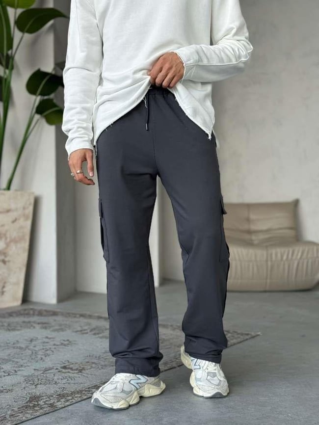 Yan Şerit Detaylı Kargo Jogger - Gri