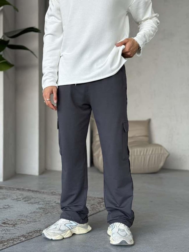 Yan Şerit Detaylı Kargo Jogger - Gri