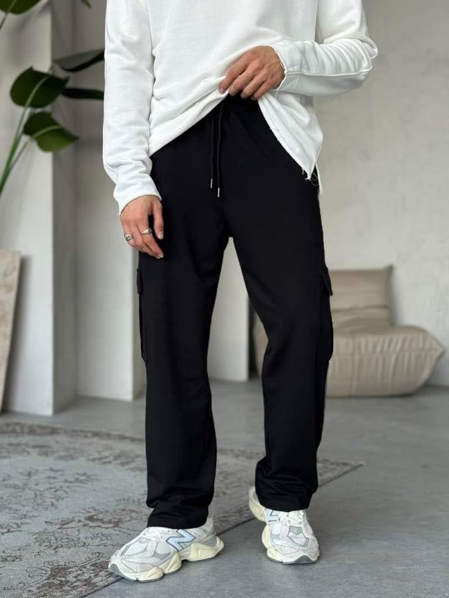 Yan Şerit Detaylı Kargo Jogger - Siyah