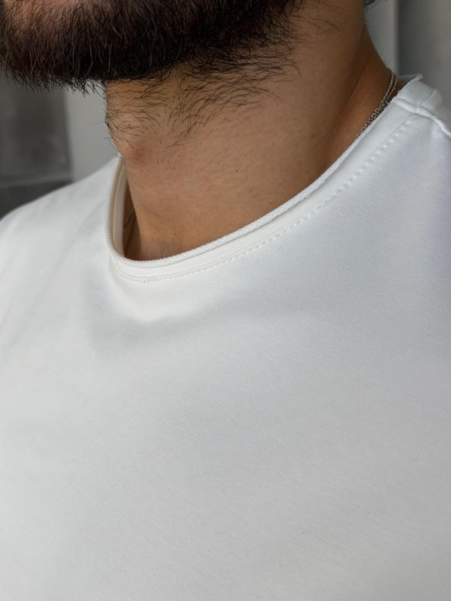 Yan Yırtmaç Detaylı Oversize Uzun Kollu Sweat M - BEYAZ