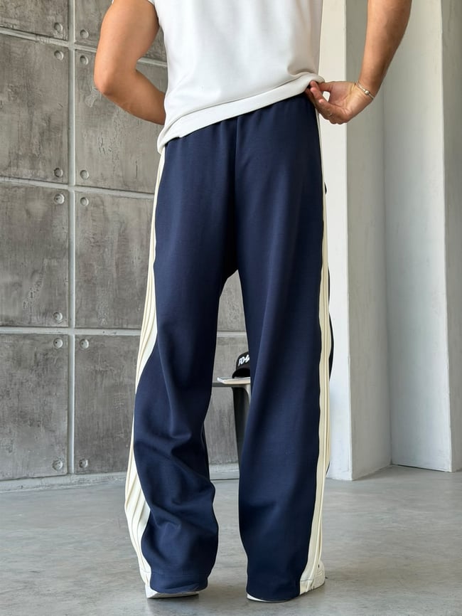 Yazılı Şerit Detaylı Baggy Eşofman W Lacivert