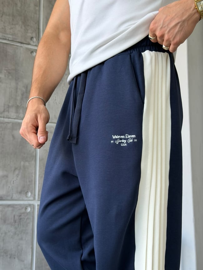 Yazılı Şerit Detaylı Baggy Eşofman W Lacivert