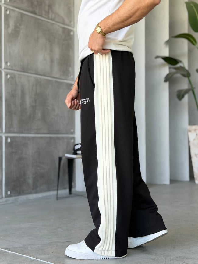 Yazılı Şerit Detaylı Baggy Eşofman W Siyah