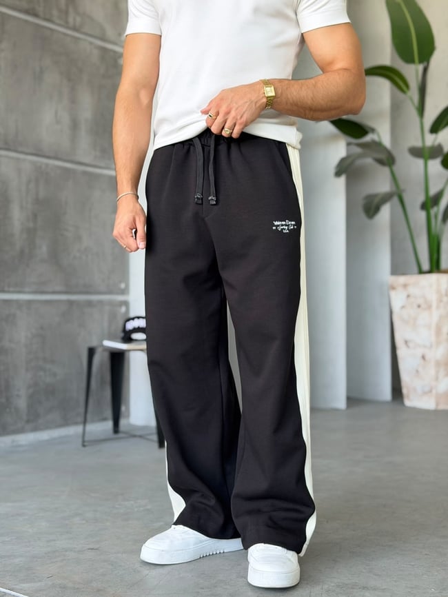 Yazılı Şerit Detaylı Baggy Eşofman W Siyah