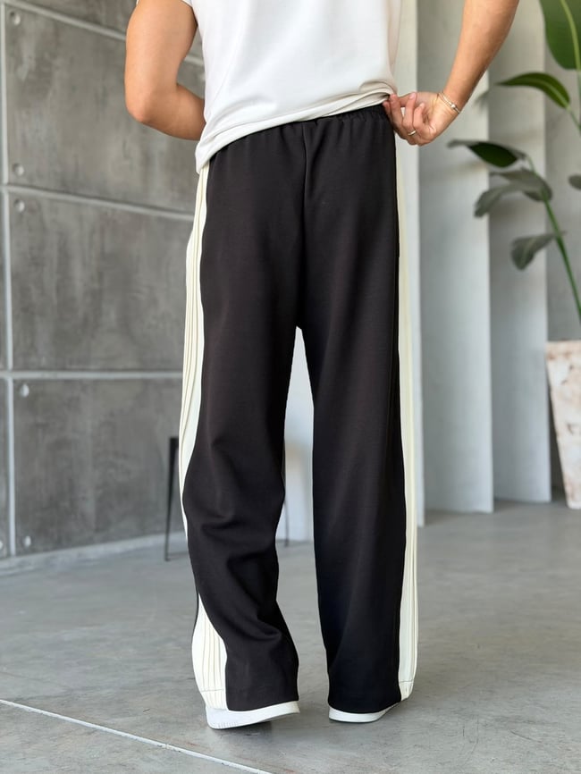 Yazılı Şerit Detaylı Baggy Eşofman W Siyah