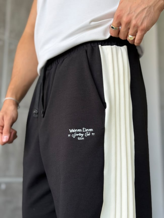 Yazılı Şerit Detaylı Baggy Eşofman W Siyah