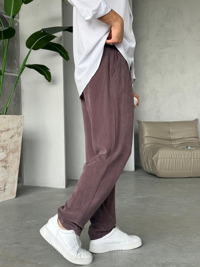 Yıkamalı Modal Jogger Pantolon  Y - Kahverengi