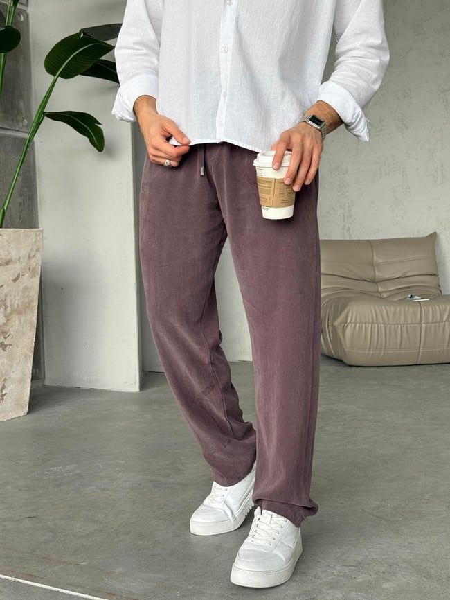 Yıkamalı Modal Jogger Pantolon  Y - Kahverengi