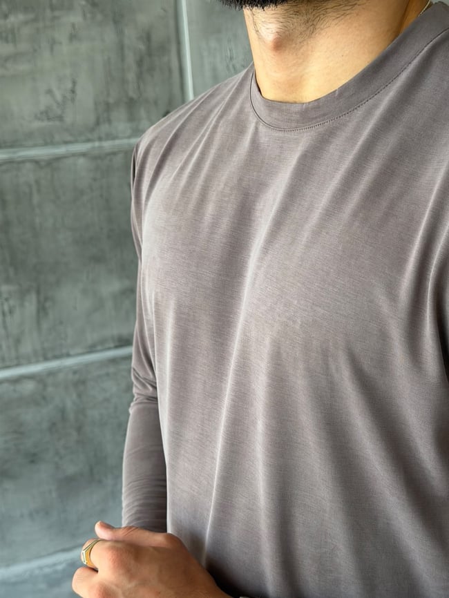 Yıkamalı Modal Kumaş Basic Sweat M Kahverengi