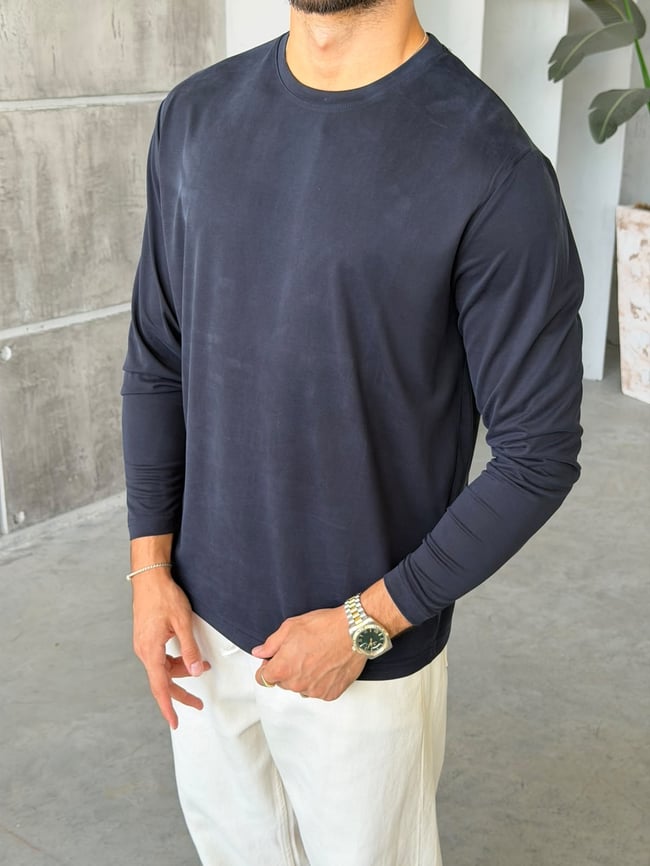 Yıkamalı Modal Kumaş Basic Sweat M Lacivert