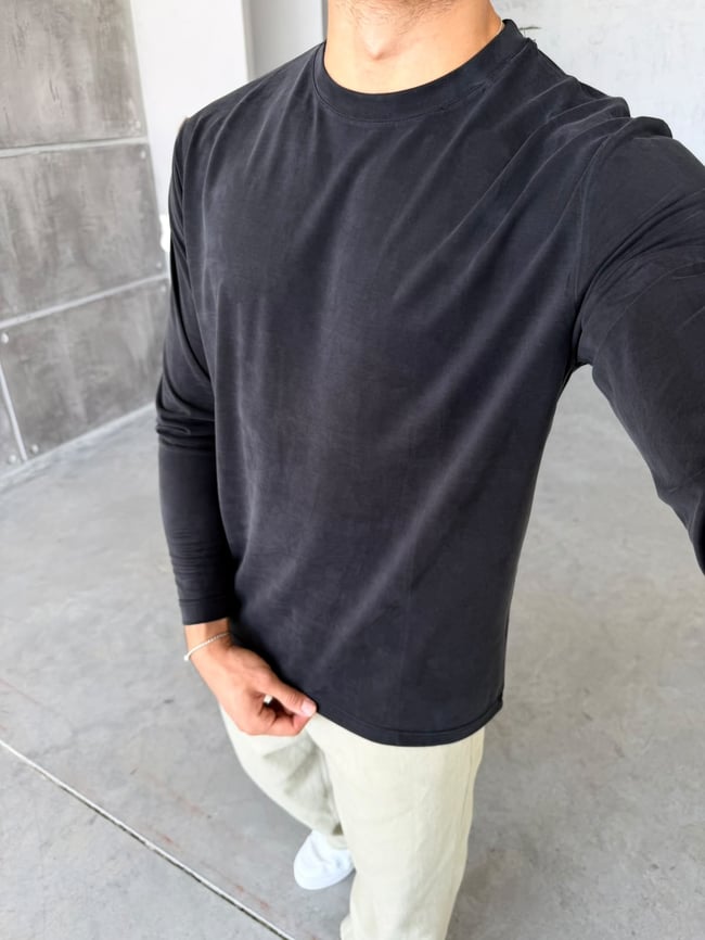 Yıkamalı Modal Kumaş Basic Sweat M Siyah