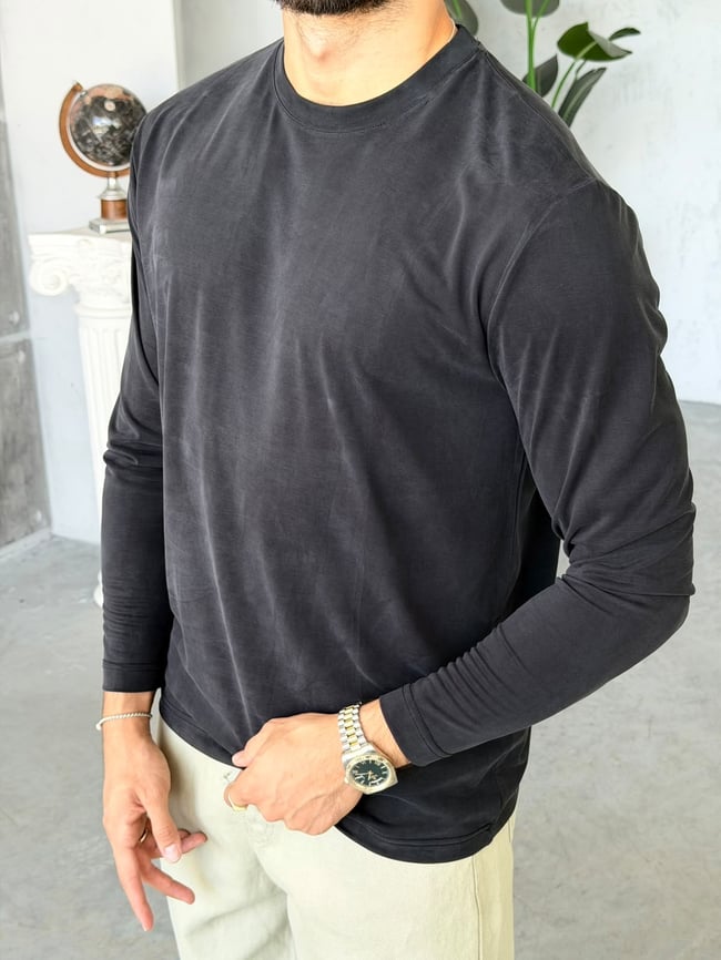 Yıkamalı Modal Kumaş Basic Sweat M Siyah