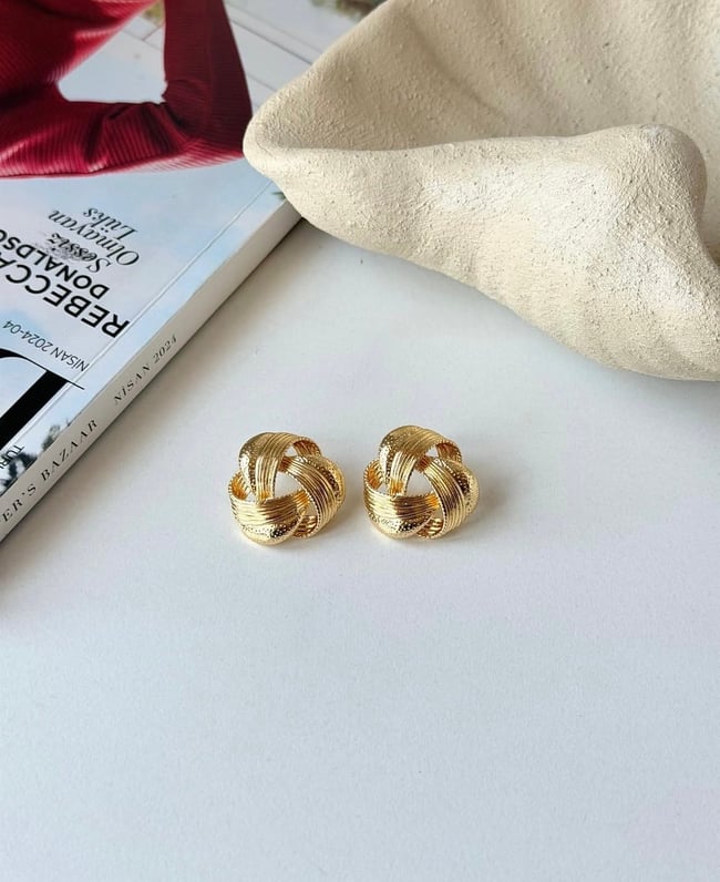 Aurora Düğüm Gold Küpe