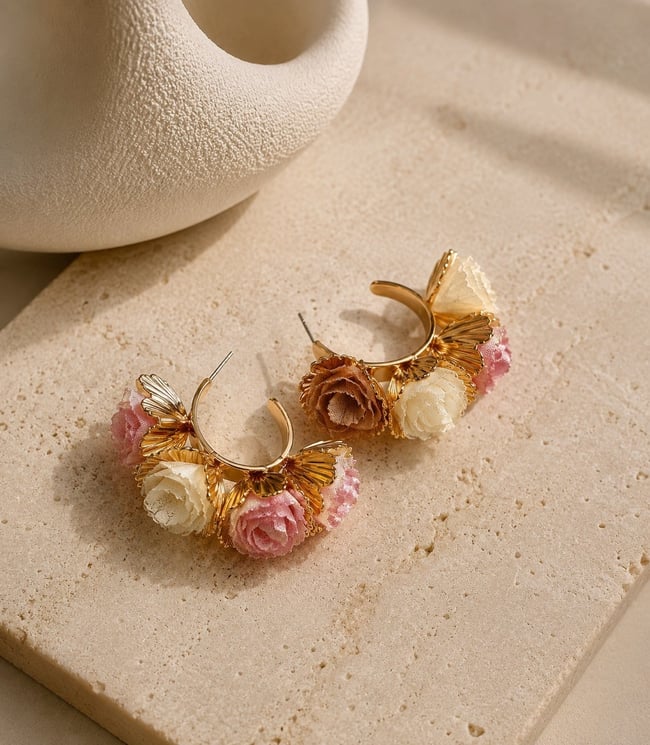 Flora Charm Çiçek Bahçesi Halka Küpe