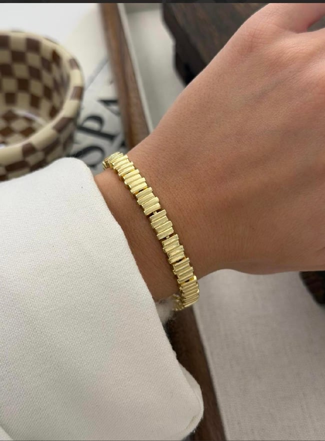 Gold Düz Blok Zincir Minimal Bileklik