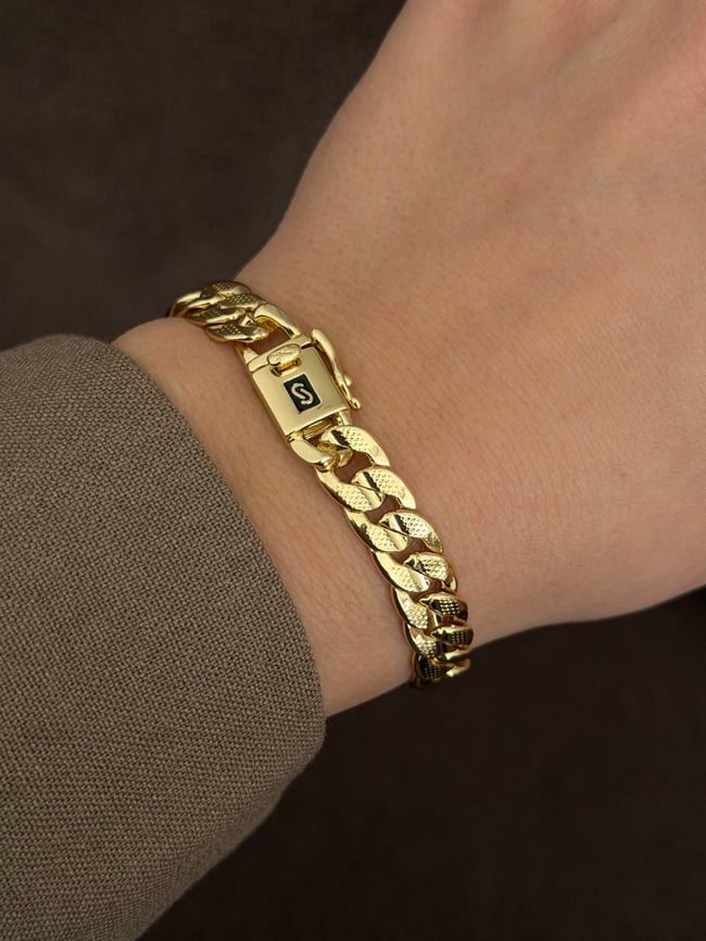 Gold Örgü Gurmet Kelepçe Bileklik