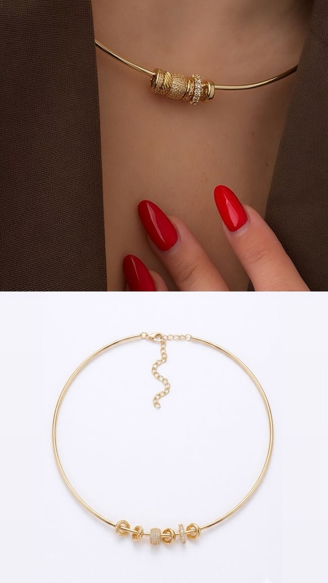 Işıltı Detaylı Choker Kadın Kolye