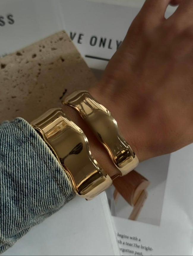 Klasik Zincir Halka Gold Kadın Kelepçe 