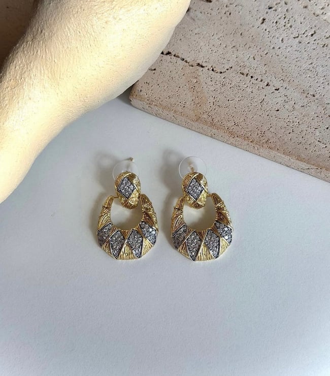 Lavinya Vintage Zirkon Taşlı Gold Küpe