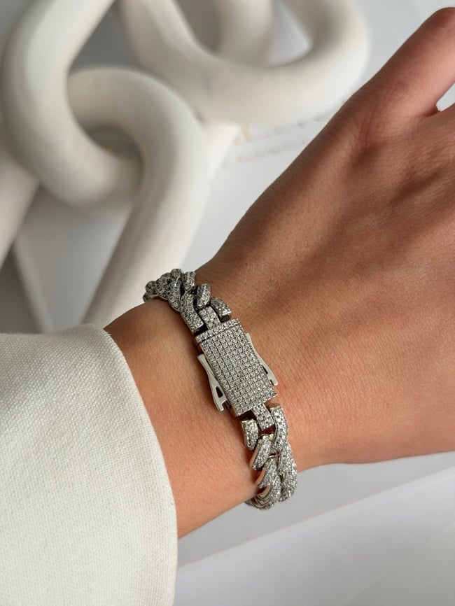 Liora Ice Cuban Zirkon Bileklik – Silver