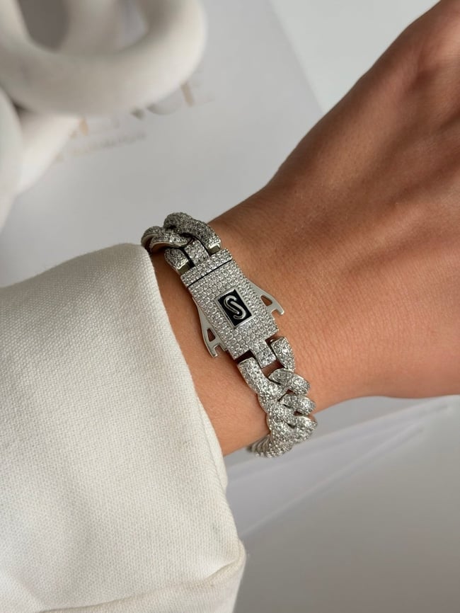 Liora Silver Kilit Detay Zirkon Taşlı Bileklik