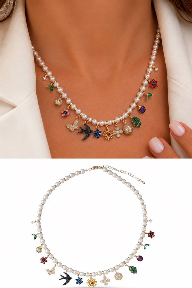 Luna Pearl Charm İnci Kolye