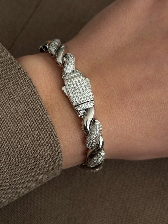 Luna Twist Zirkon Taşlı Gurmet Bileklik – Silver
