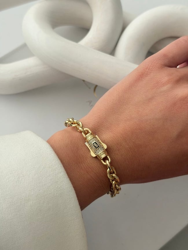 Luxe Kilit Detay Gold Zincir Bileklik