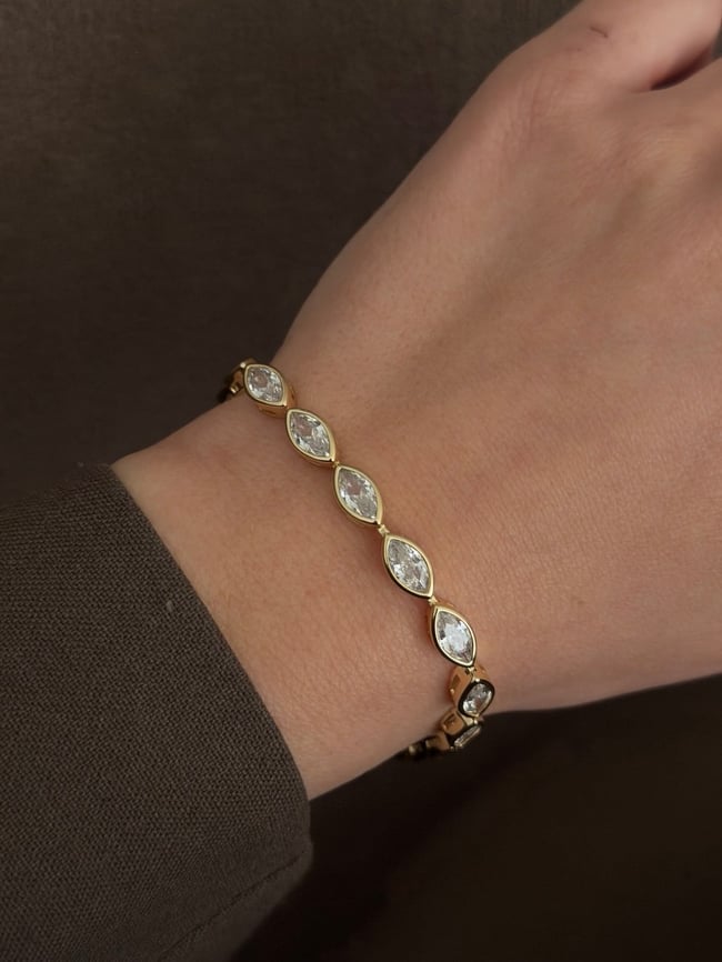 Marquise Işıltı Gold Zirkon Kadın  Bileklik