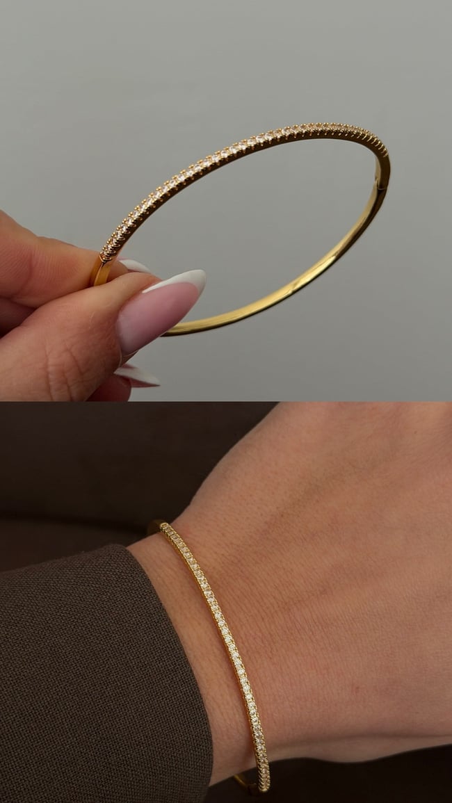 Minimal Taşlı Altın Kadın Bileklik